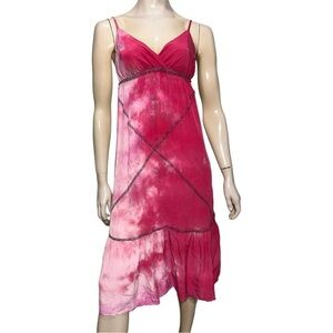 Gypsy 05 Women’s Size S Magenta Pink Tie Dye Silk Midi Slip Dress
